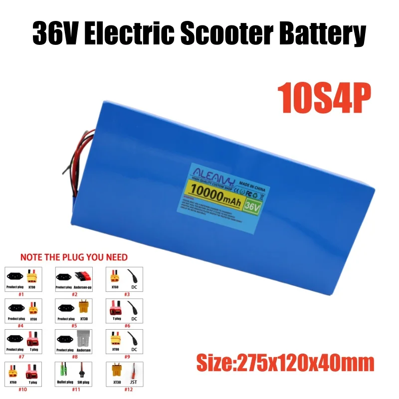 

36V NEW 10S4P 10000mAh Battery Pack 10Ah 18650 Lithium Li-ion Rechargeable Batteries Electric Car Bicycle Scooter 20A BMS 500W