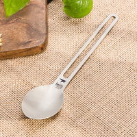 Keith Hollow Long Handle Spoon Titanium Camping Cutlery Ultra Light Travel Picnic Hiking Convenient Tableware 180mm