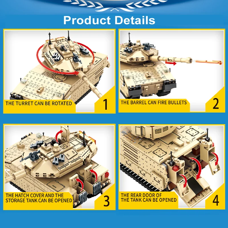 New WW 2 Military 2 Change Merkava 4 Tank Bradley Armored Vehicle Building Blocks Bricks Army Soldier Toy For Kids Boys Gift