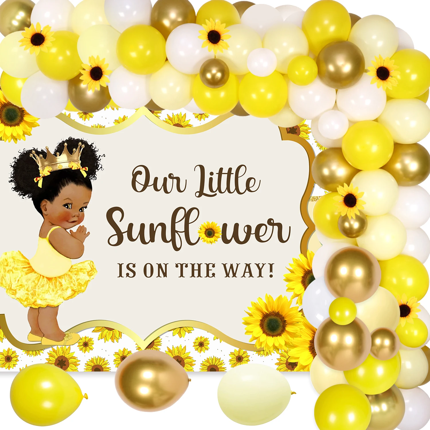 

Sunflower Balloon Garland Kit for Baby Shower, Party Decorations, Our Little Sunflower, Backdrop, Simulated Flower, Girls