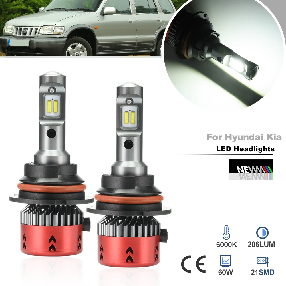 

Передние Автомобильные светодиодные фары ближнего и дальнего света для Kia Sportage 1995-1998 Sephia Hyundai Elantra 1992-1995 Accent Scoupe 9004 HB1