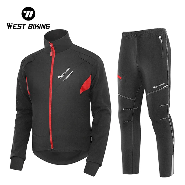 WEST BIKING Winter Warm Set da ciclismo da uomo giacca antivento pantaloni abbigliamento MTB Outdoor Road Bike escursionismo Outfit Thermal Sport Gear AliExpress