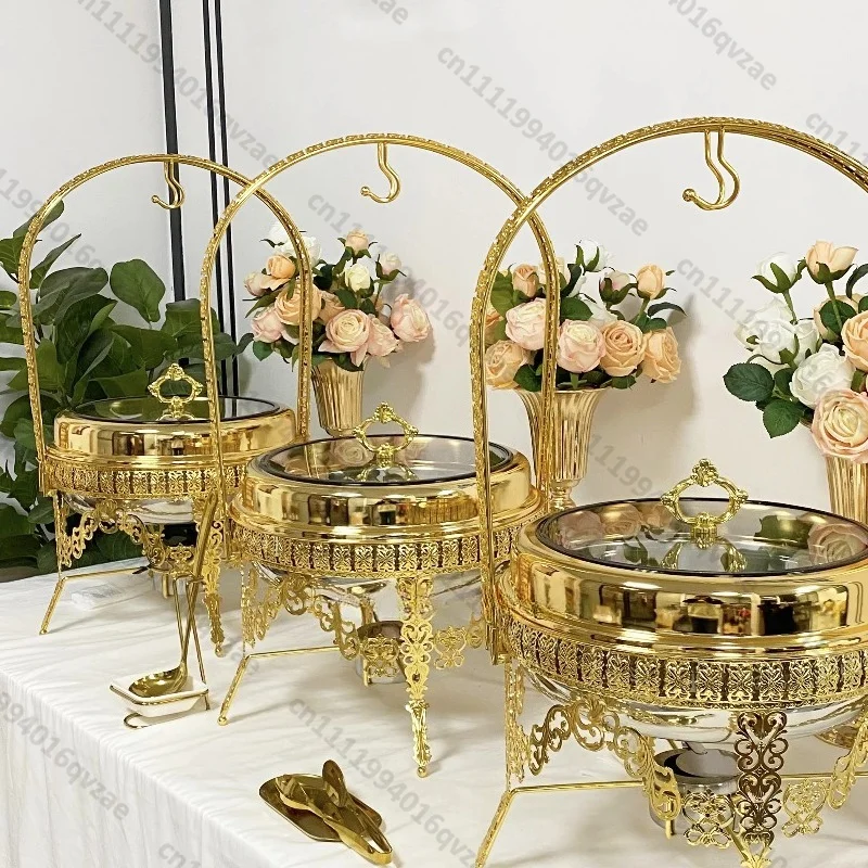 Stainless Steel Catering Golden Buffet Chafing Dish Restaurant Party Food Warmer Hanging Chafing Dishes