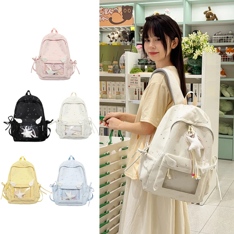 Girls Casual Backpacks Forest Department Middle School Students Ins Style Printed Lightweight Fashionable Sweet School Bag