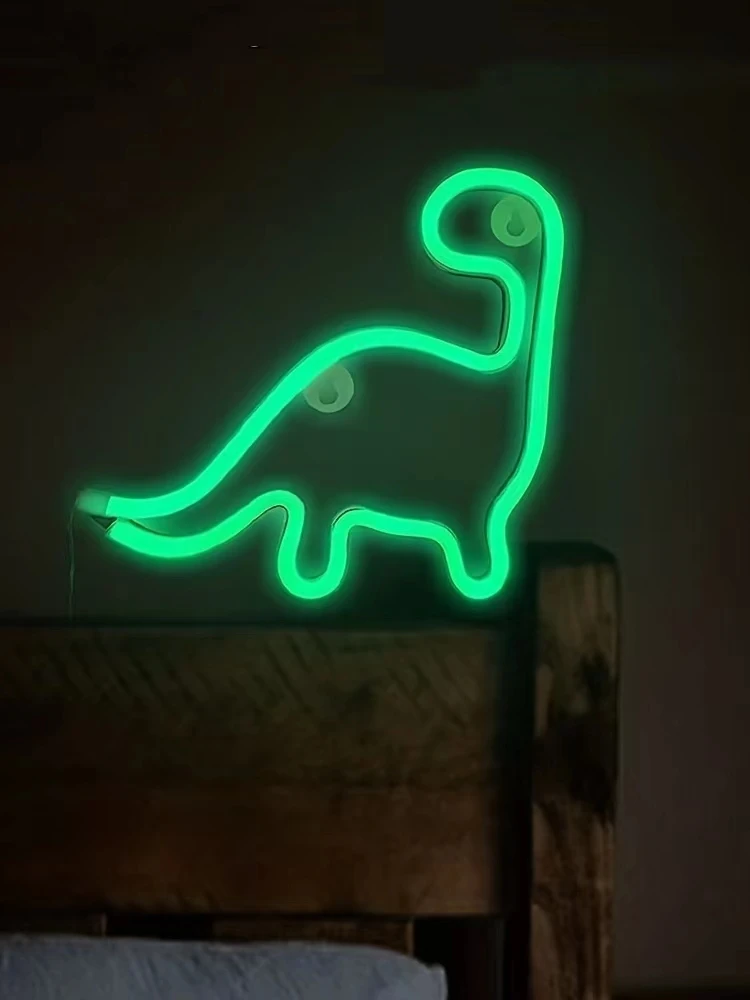 Néon dinosaure, applique murale LED à piles USB pour chambre à coucher, cadeau d'anniversaire pour salle de jeux de bar, fête, salle de jeux pour adultes et adolescents