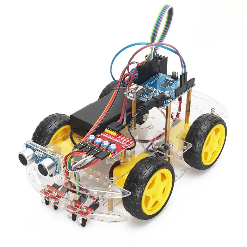 

Совместимый комплект дистанционного управленияArduinouno, ультразвуковое отслеживание, предотвращение препятствий, встроенный робот для программирования автомобиля