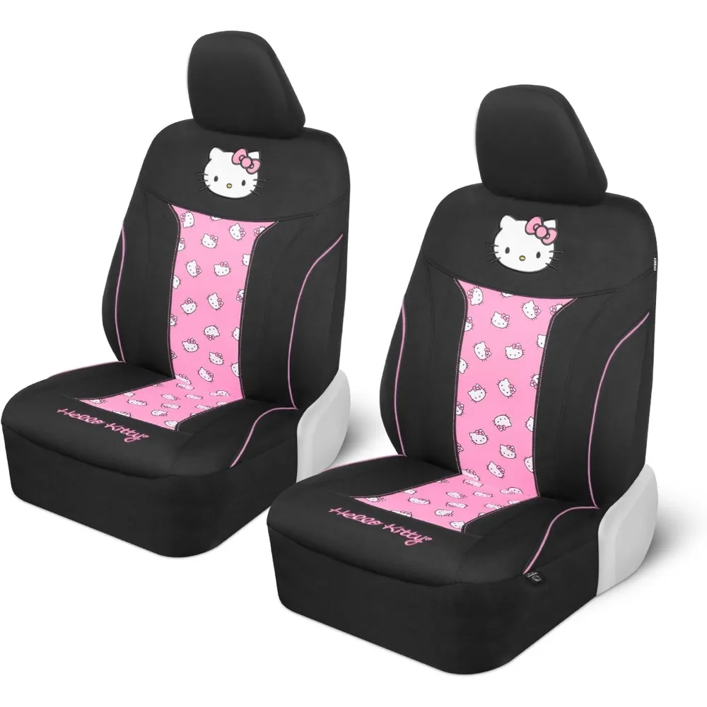 

Cute Pink Car Seat Covers with Adorable Design, Durable Polyester, Comfortable Front Seats Accessories Gift 2pc Black/Pink