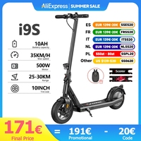 iScooter i9s Electric Scooter 10 Inch Pneumatic Tire Foldable eScooter Max Speed 35km/h 500w Range 30km Electric Kick Scooter
