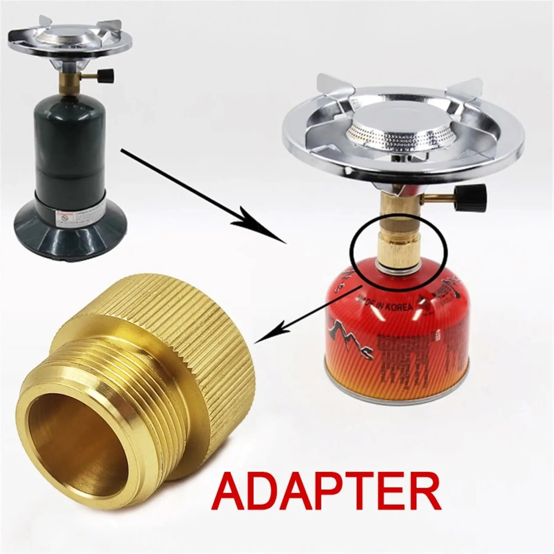 Adaptador de Gas Mapp de 2 piezas, tanque de Gas plano estándar de 1 "a 7/16"-28NS, funciona con parrillas de barbacoa, estufas de Camping, quemadores de Gas, calentador.