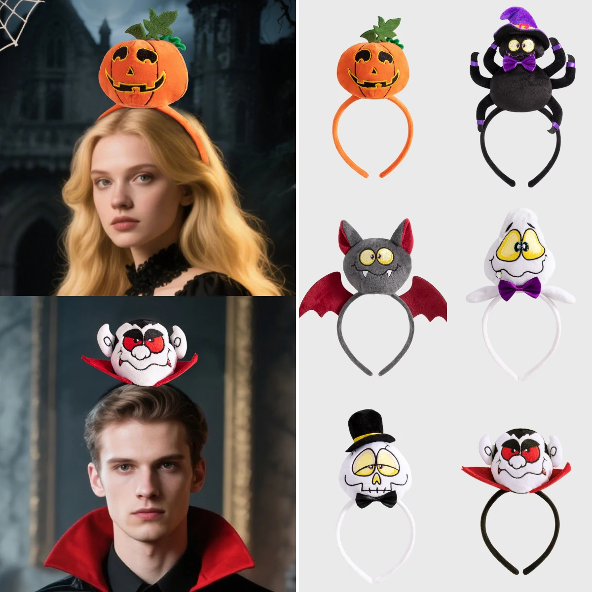 

Cartoon Halloween Hairpiece Lightweight Halloween Headband Pumpkin Spider Hair Band Cute Horror Head Decoration For Children