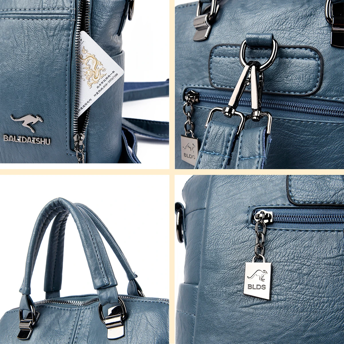 حقيبة ظهر كلاسيكية من البولي يوريثان للنساء - حقيبة كتف واسعة قابلة للتحويل مع شعار معدني وأشرطة قابلة للفصل للاستخدام اليومي حقيبة كروس #3