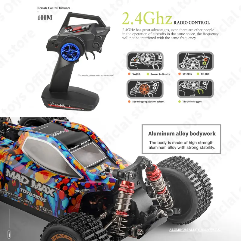 In Stock! CrazyFastRC WLtoys 184016/ 144010 1/14 75KM/H 2.4G Brushless RC Car 4WD High Speed Off-Road Remote Control Toys