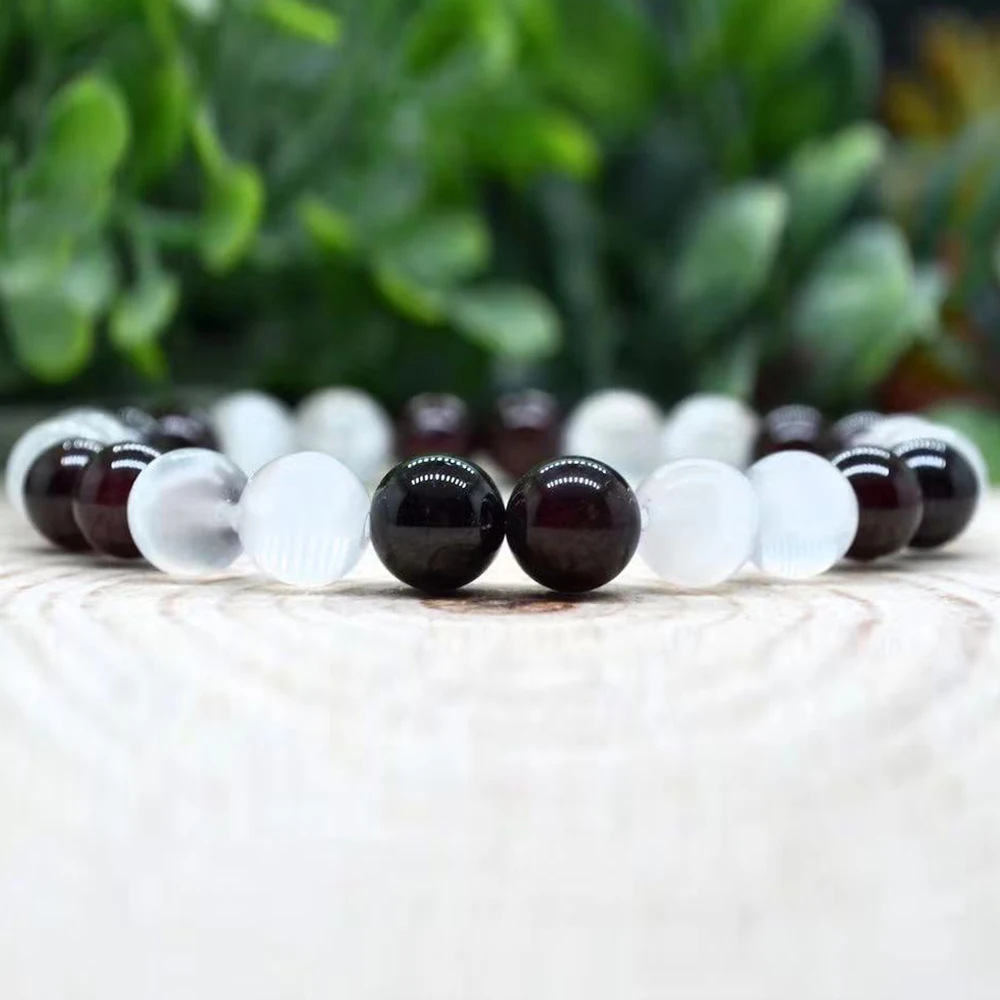 MG1986 8 MM Garnet AAA Grade Tanzania Selenite Bracelet Womens Mens EMF Energy Protection Jewelry