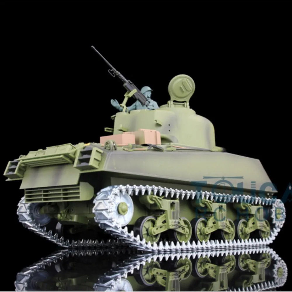 HENG LONG 1/16 7,0 actualizado M4A3 Sherman listo para correr RC Tank 3898 pistas de Metal juguetes controlados de Toucan TH17671-SMT8