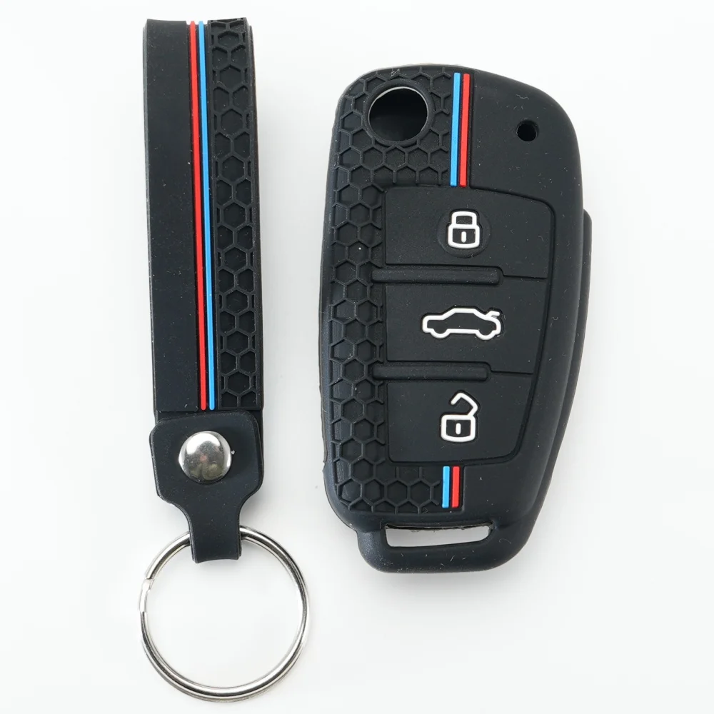 Fashion New Hot Silicone Key Case Cover Shell for Audi A4 B7 A6 C6 4f 8v A3 8p A1 A3 Accessories Auto Remote Key Holder Jacket