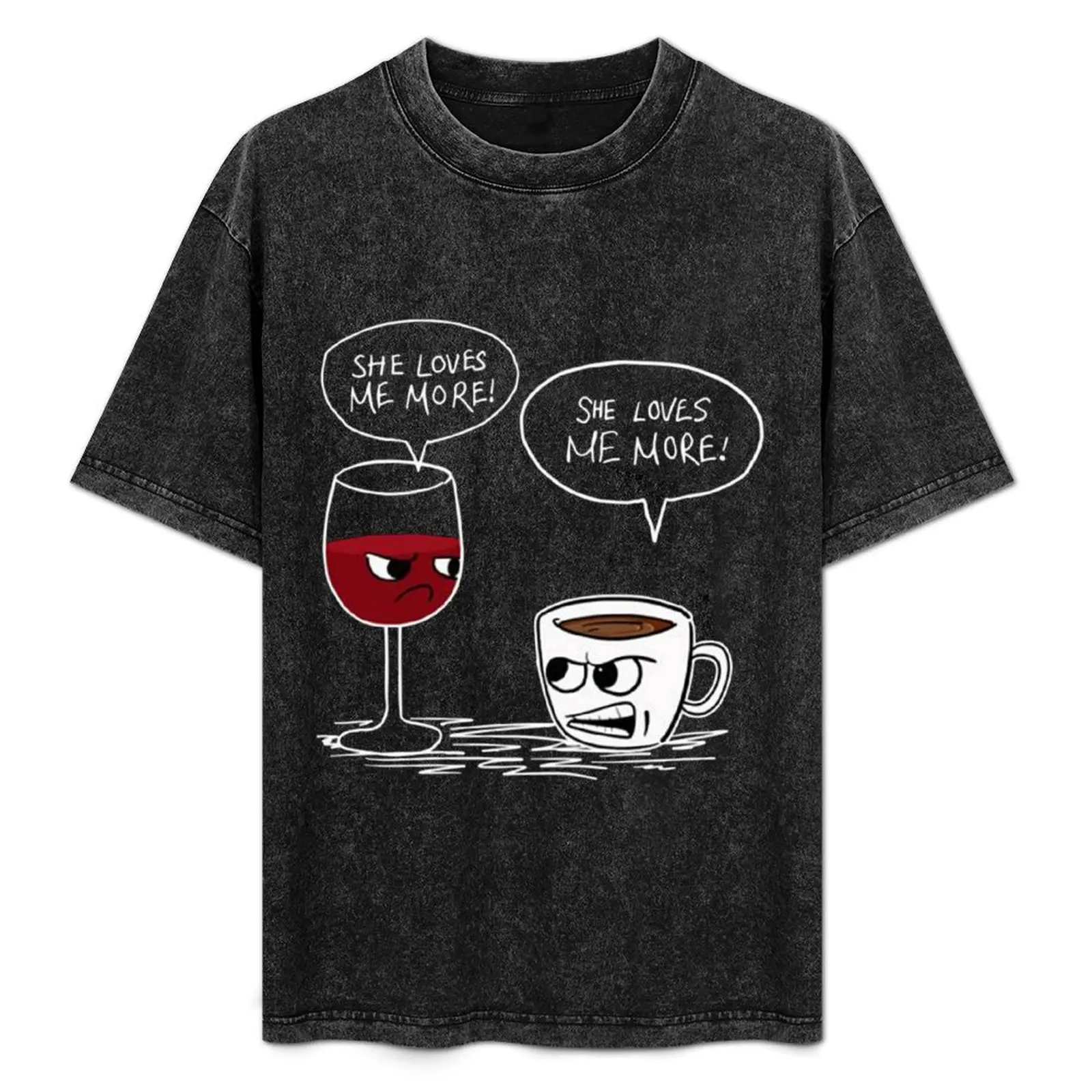 

Футболка WINE COFFEE SHE LOVES ME MORE, модная повседневная футболка с принтом и коротким рукавом