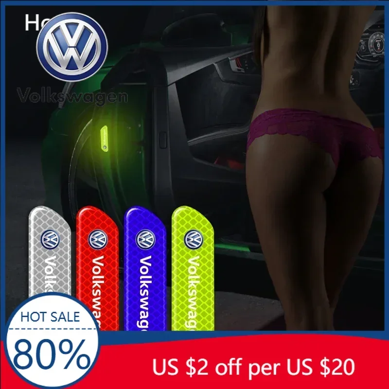 

4PCS/set Car Reflective Strips Warning Stickers Badge Car Styling For Volkswagen Golf-5 6 7 MK6 Jetta Lavida Polo Tiguan Passat