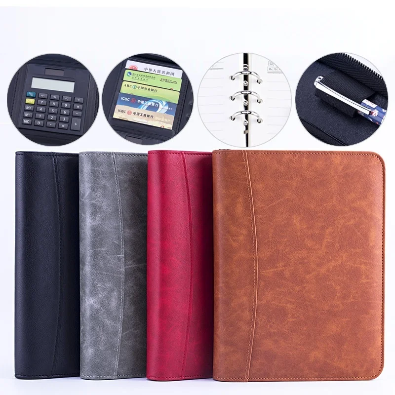 diary-a5-notebook-with-binder-journal-calculator-note-book-spiral-notepad-agenda-stationery-organizer-planner-zipper-sketchbook