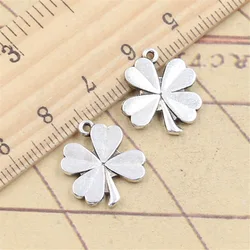 20Pcs/Lot Charms Lucky Irish Four Leaf Clover 17x15mm Tibetan Silver Color Pendants Antique Jewelry Making DIY Handmade Craft