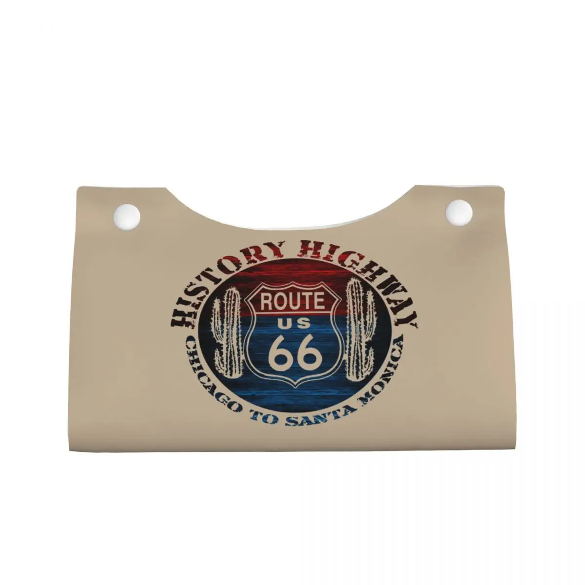 Custom Route 66 America Road Vintage Trip Tissue Box Holder Rectangular PU Leather Facial Tissue Box Cover for Car Bathroom