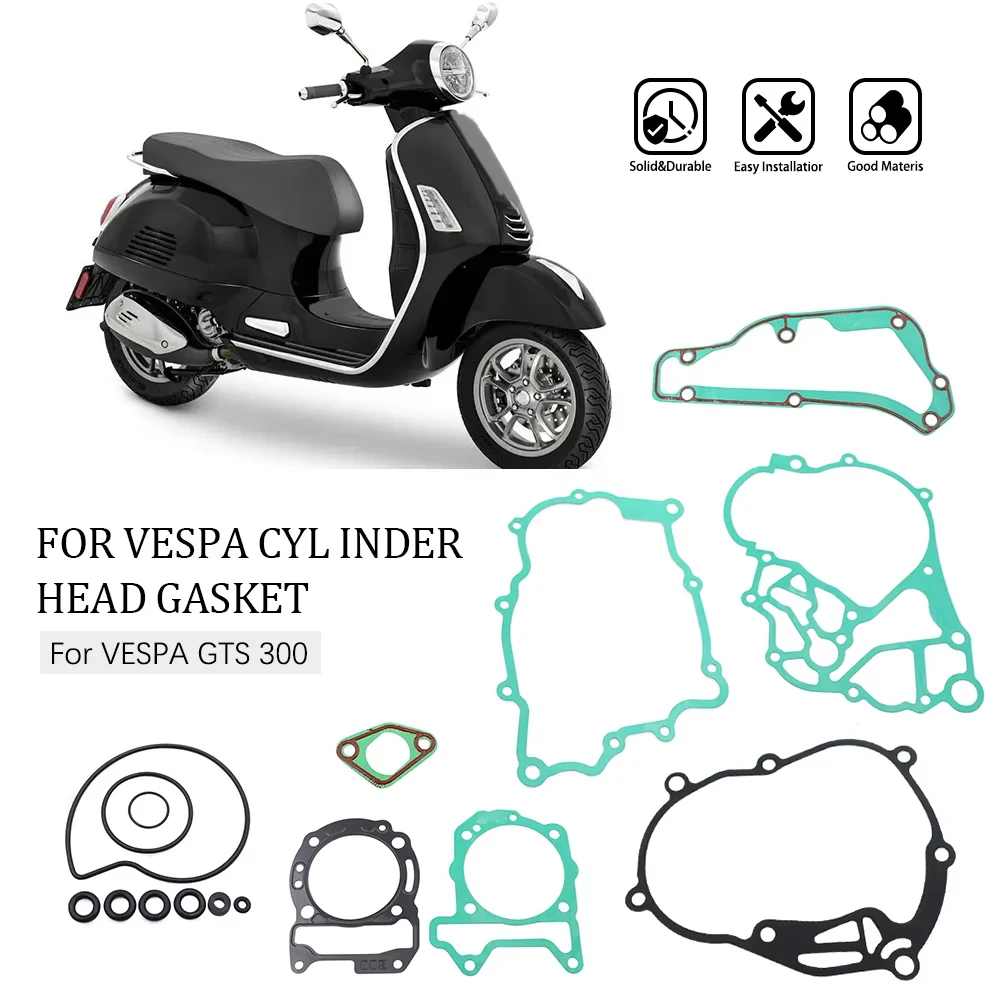 Pełny zestaw uszczelek dla Piaggio dla VESPA GTS 300 Cylinder silnika skrzynia biegów skrzynia korbowa uszczelka pokrywy sprzęgła