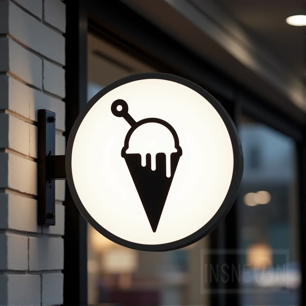 Custom Round Acrylic LED Light Box for Storefront Waterproof Double Sided Outdoor Business Signage Wall Mounted