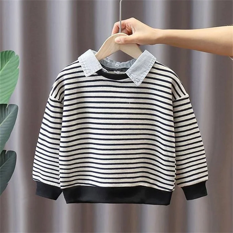 

Boys Sweatshirts +Pants Kids Suits 2PCS/Set Cotton 2024 Stripe Spring Autumn Cotton Tracksuits Sport Christmas Gift Children Clo