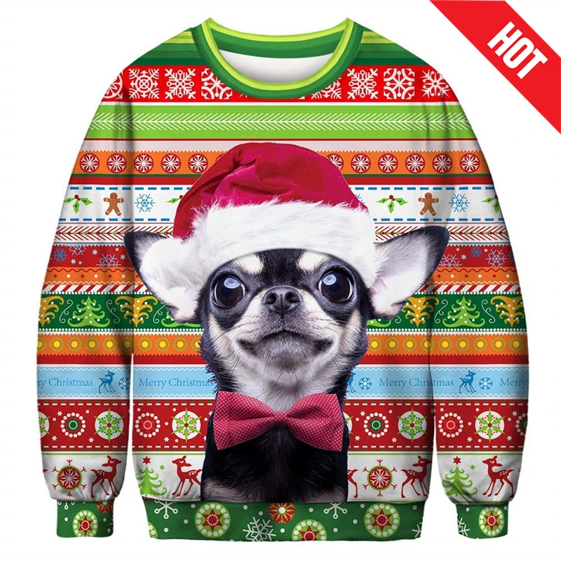 New Funny Christmas Sweater Unisex Men Women Ugly Christmas Sweater For Holidays Dog Pattern Sweater Autumn Winter Xmas Clothing