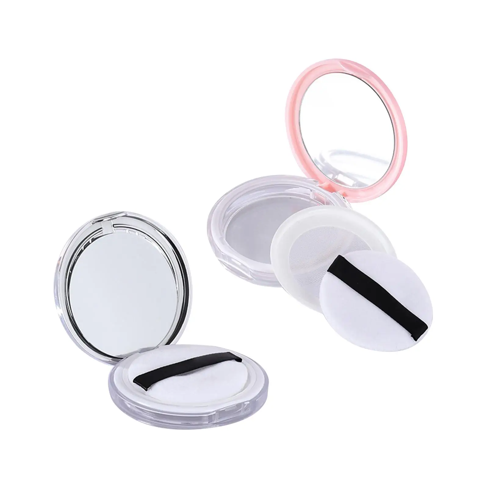 Mini Size Loose Powder Compact Case with Puff Mirror and Sifter Empty Cosmetic Box for Travel Woman