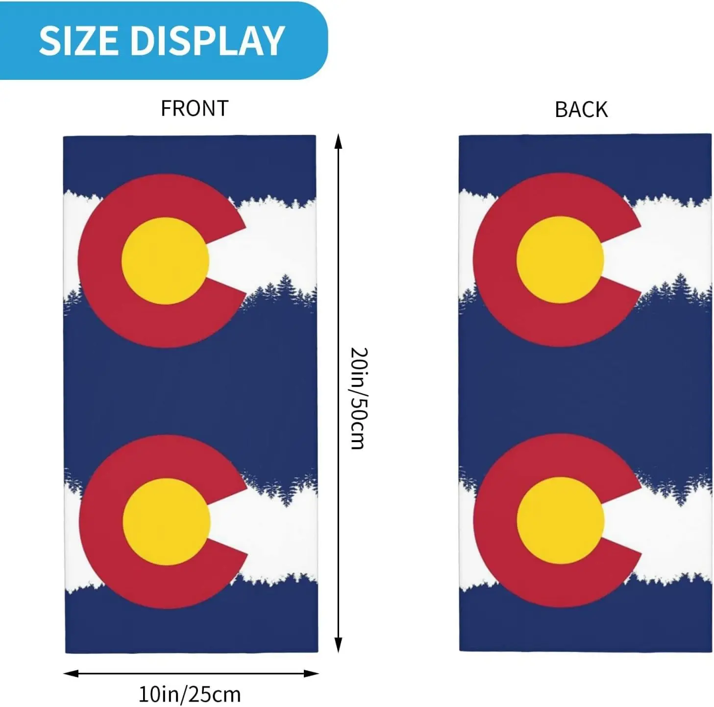 Maska na twarz wielofunkcyjna z motywem flagi stanu Kolorado, wielokrotnego użytku, materiałowa, bandana, kominiarka, osłona, szalik, wielokolorowa