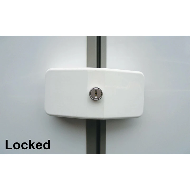 Sliding Lock for Caravan Door Frame Security Locker Motorhome Garage White with 2 Spare Keys
