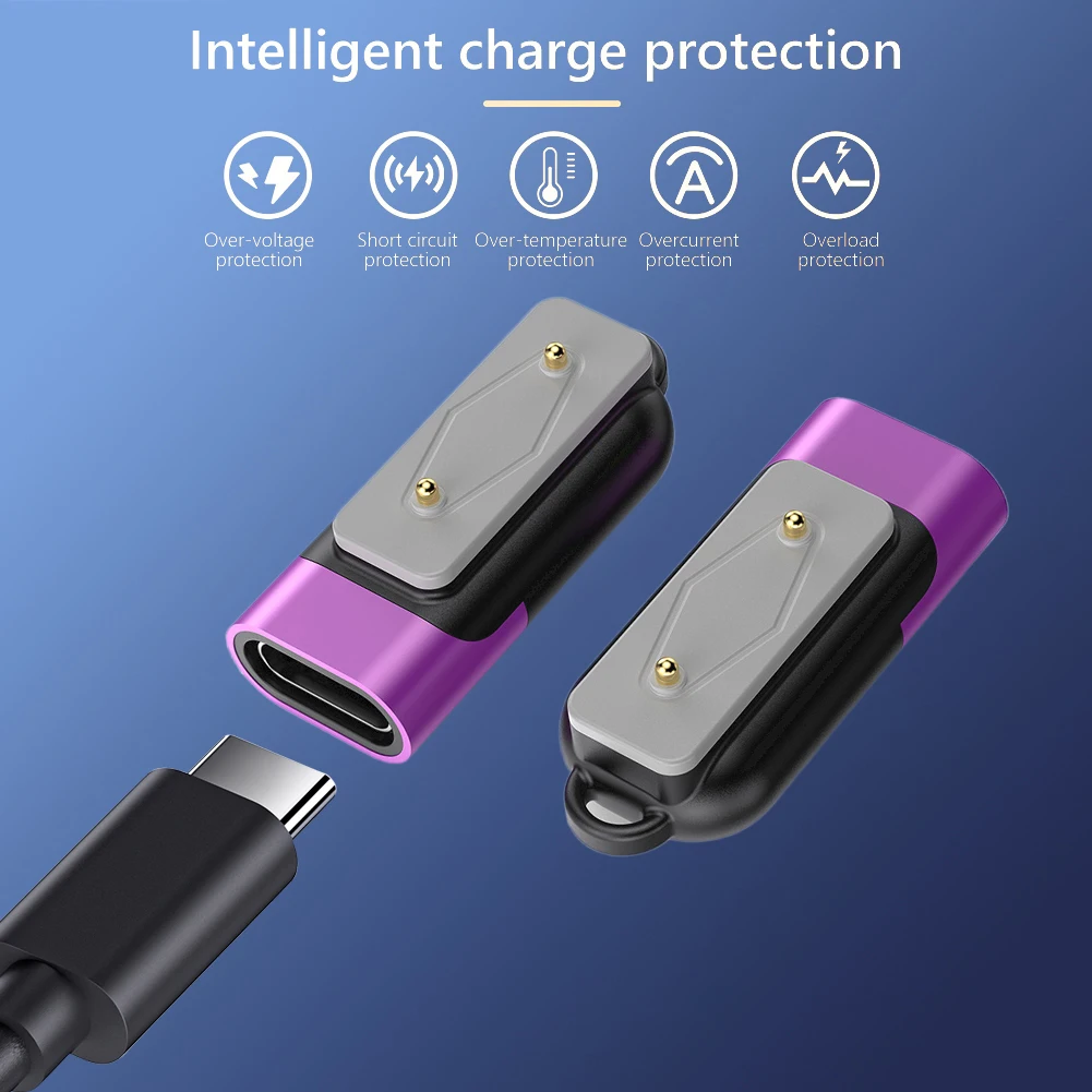 شاحن ساعة مغناطيسي USB-C محول الزاوية اليمنى شاحن ساعة نوع C محول محول لهاتف سامسونج جالاكسي فيت 3 هواوي باند 9 8