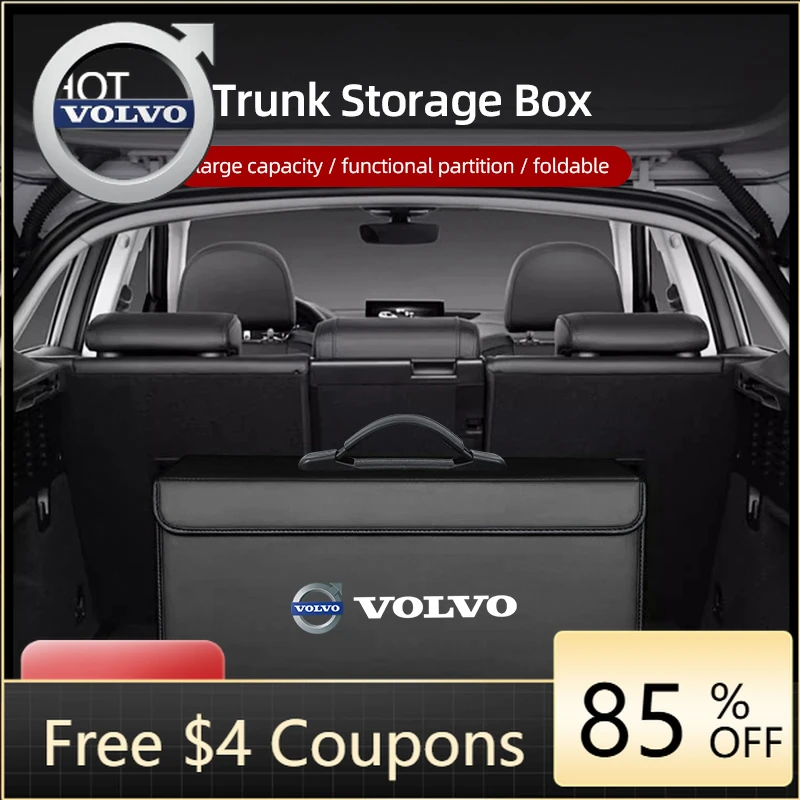 

Emblems 2026 New For Volvo Car Trunk Organizer Box Large Capacity Auto Tools Storage Bag For Volvo XC90 V90 V60 XC60 V40 S80 S60