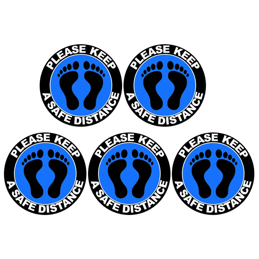 สติกเกอร์ป้องกันโรค 5 แผ่น สติกเกอร์เตือนระยะห่างปลอดภัย สไตล์สีขาว สำหรับโรงเรียน ห้างสรรพสินค้า ห้องน้ำ สถานที่สาธารณะ ป้องกันการแพร่ระบาด