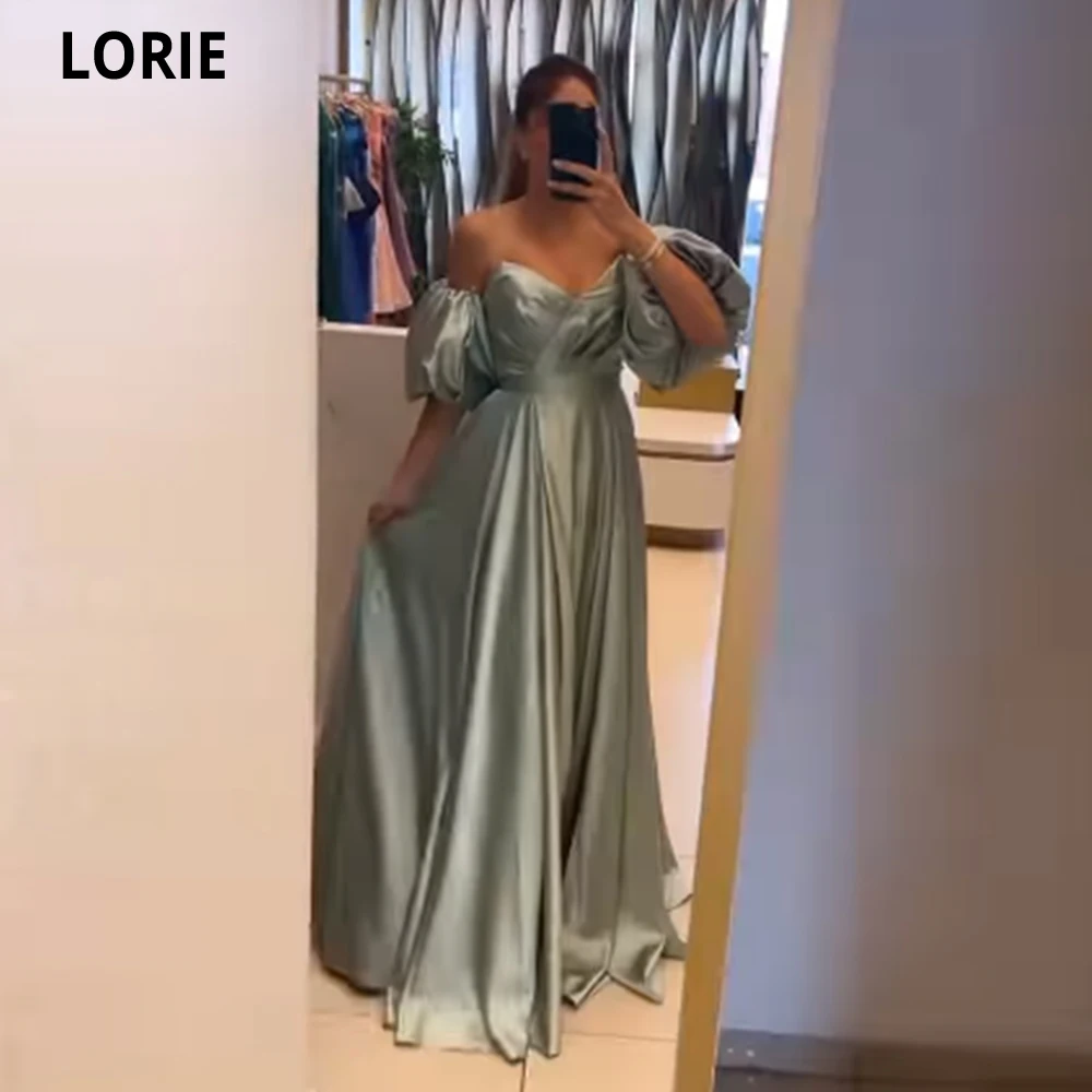 

LORIE Long Pea Green A-line Prom Dresses Elegant Sweetheart Detachable Sleeves Robes De Soirée Women Formal Evening Party Gowns