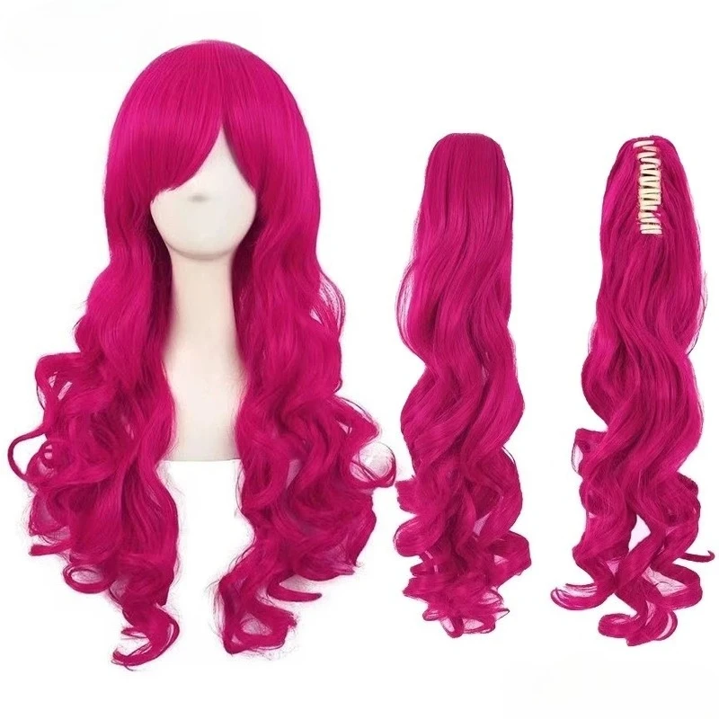 Rosa Anime-Cosplay-Perücke mit zwei Pferdeschwänzen, hergestellt aus hitzebeständigen synthetischen Fasern, ideal für Pony-Girl-Cosplay – Detail 9
