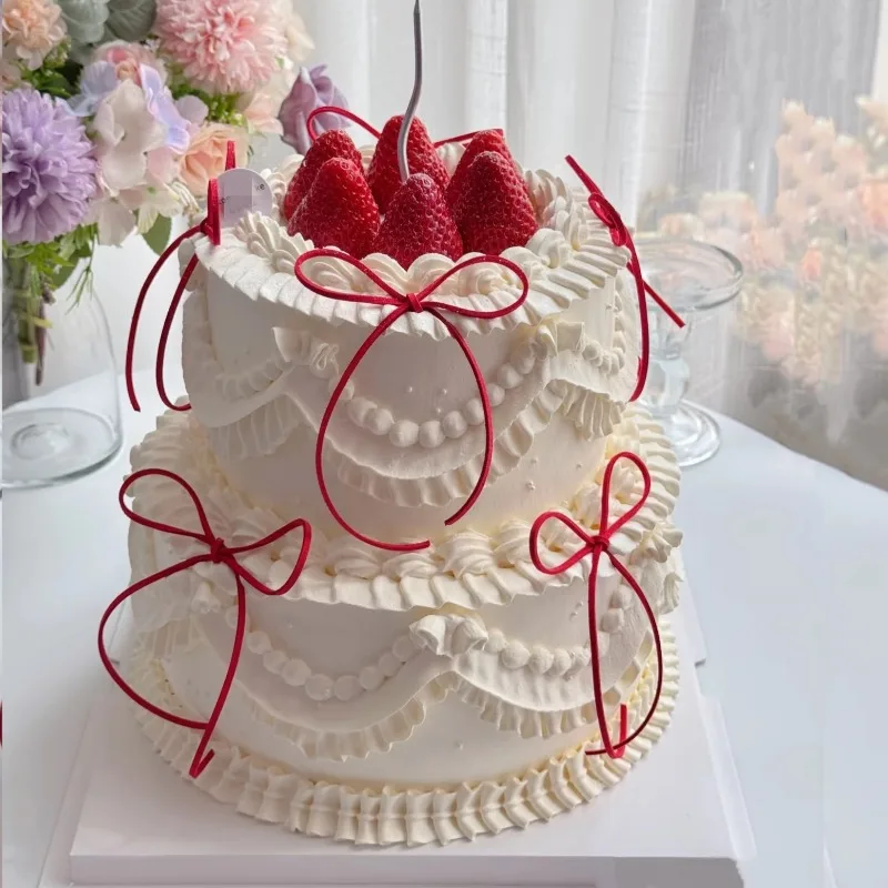 Double Layer Fairy Cupid Angel Fake Birthday Cake Model Simulated Cake Plastic Decoration Window Sample Display Shooting Props