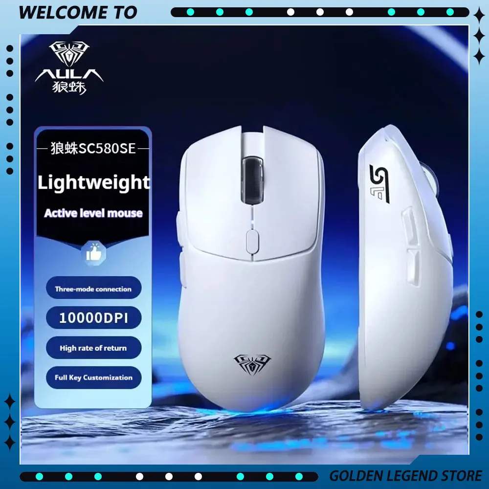 Aula SC580 SE Wireless Gaming Mouse Lightweight Tri-Mode 2.4G Bluetooth 10000dpi Customized E-sports Computer Accessories Gifts