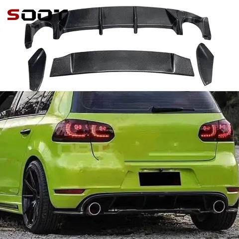 폭스바겐 VW 골프 6 VI MK6 GTI 2009-2013 자동차 리어 범퍼 립 디퓨저 스포일러 카본 파이버 부품 업그레이드 자동차 부품