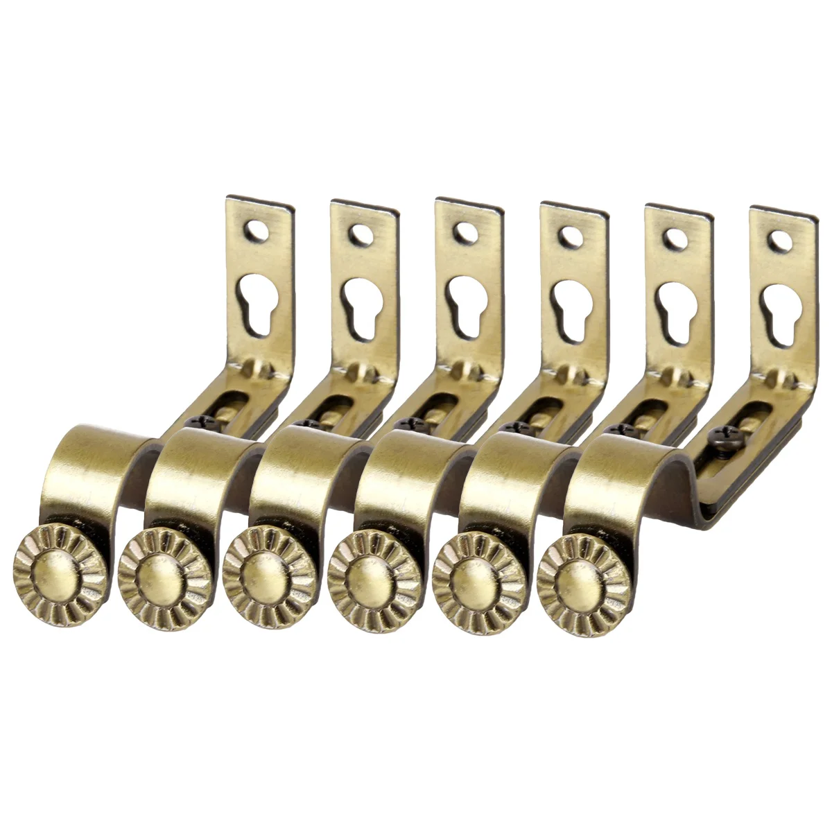 

6Pcs Adjustable Curtain Rod Bracket Vintage Bronze 18-22mm Wall Mount Iron Strong Curtain Pole Holder Drapery Rod Bracket