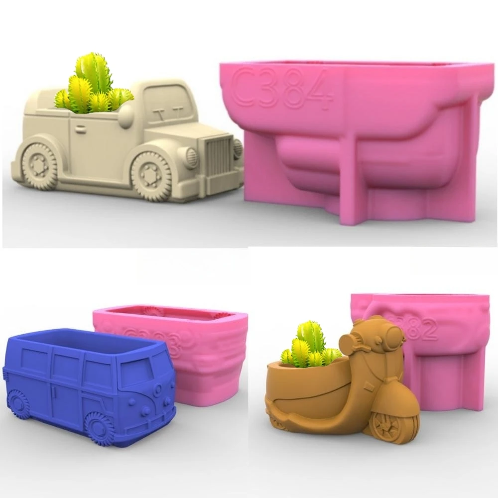 DIY Automobile Succulent plant flowerpot resin silicone mold motorcycle storage box concrete cement silicone mold gypsum mold