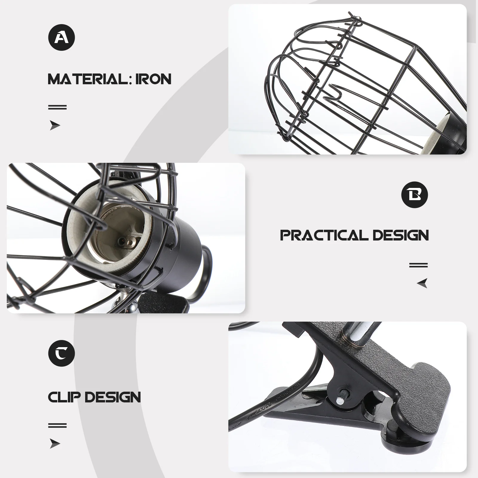 

1Pcs Reptile Heating Lamp Cover Anti-Scalding Iron Cage Light Protection Net Us Plug 110V Durable Safe Practical Easy Install