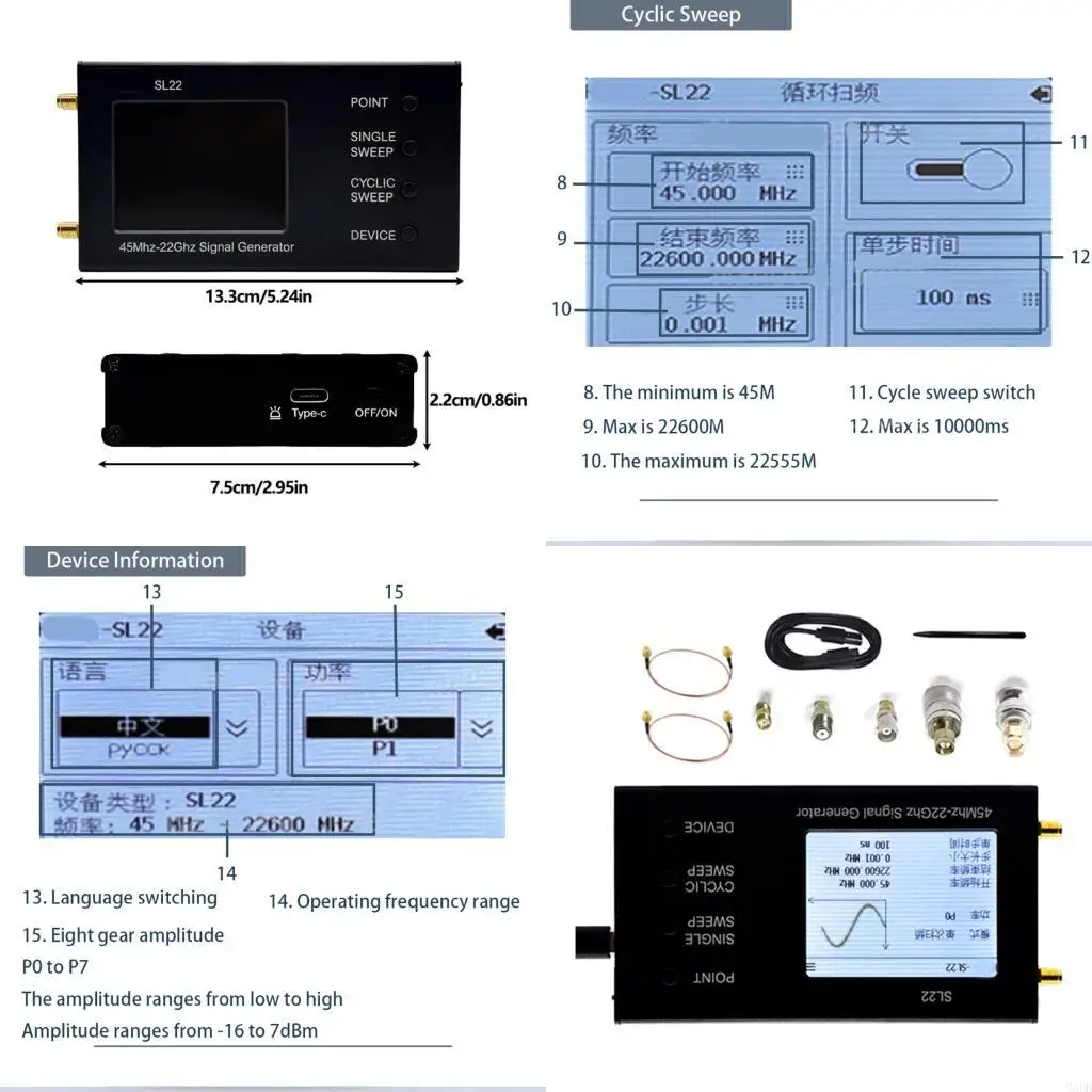 

G6DD SL22 Multiple Mode Radio Frequency Generator 45MHz 22600MHz Control