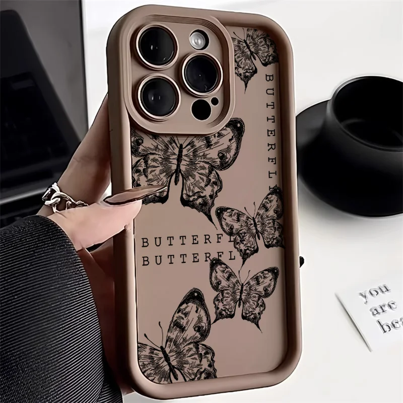 Liquid Silicone Case For OPPO A57 A54 A17 A16 A15 A58 A57E A55 A96 A76 A94 A74 A11S A53 A72 A31 A9 A3S A1K Cute Butterfly Cover