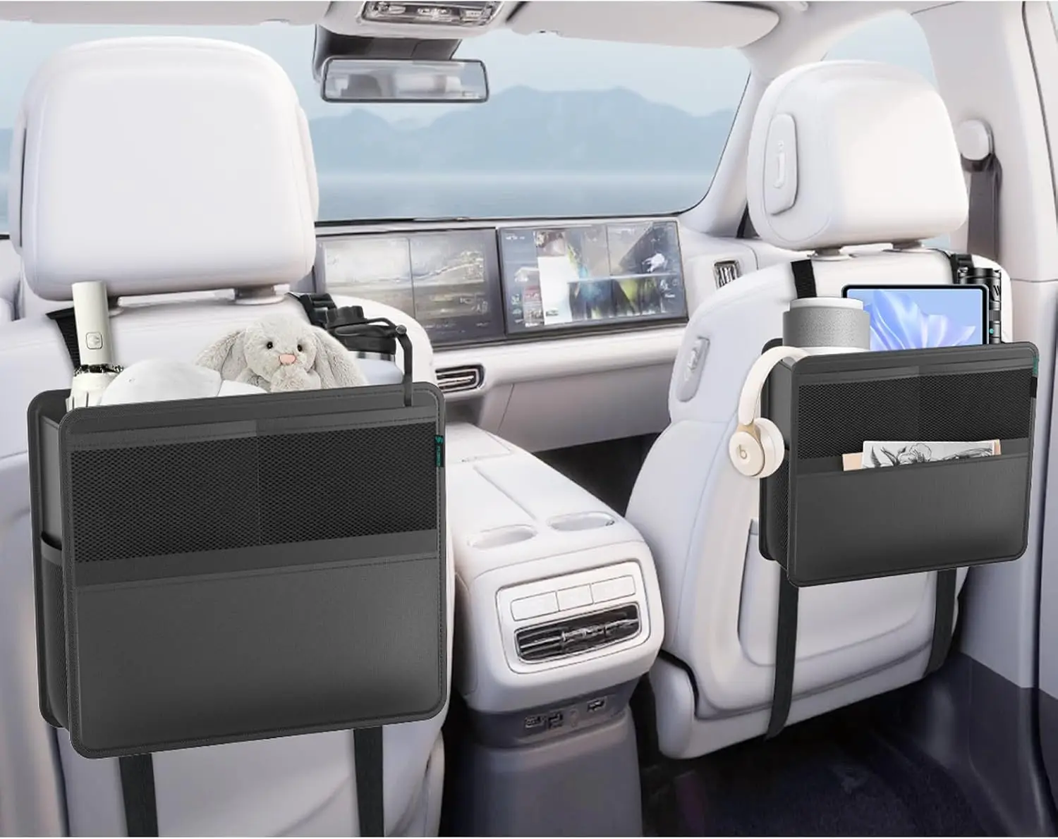 

Органайзер и мусорная корзина 2-в-1 для заднего сиденья автомобиля, водонепроницаемое хранилище для внедорожников и грузовиков с простой установкой