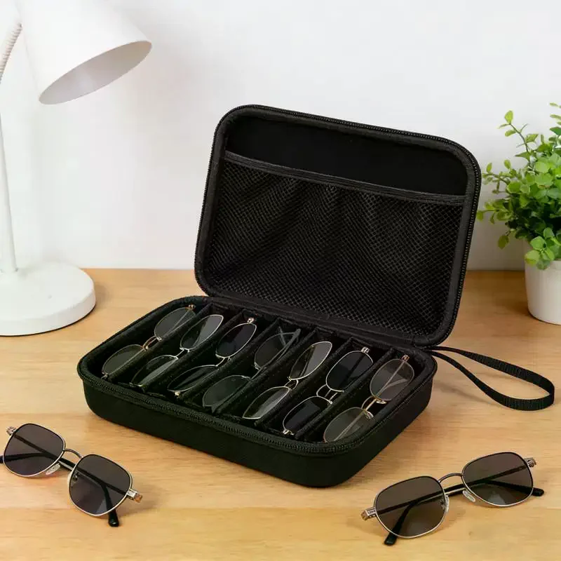 Adjustable 6/7 Compartment Glasses Organizer Portable Eyewear Storage Box Travel Multifunction Rack