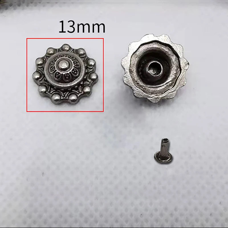 20 Pcs Metal Artistic Flower Fasteners Rivet Stud Spot Nail Set For Bag Shoe Clothing Garment Leathercraft Decorate Conchos