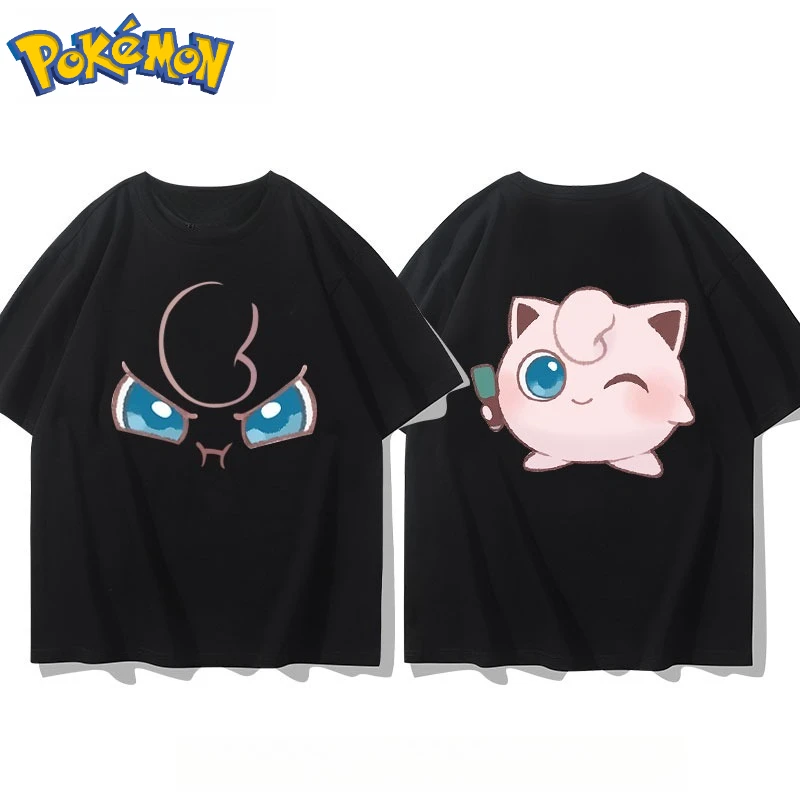 بوكيمون صيف جديد Jigglypuff الأمامي والخلفي تي شيرت مطبوع الرجال والنساء Harajuku فضفاض عادية تنوعا قصيرة الأكمام #2