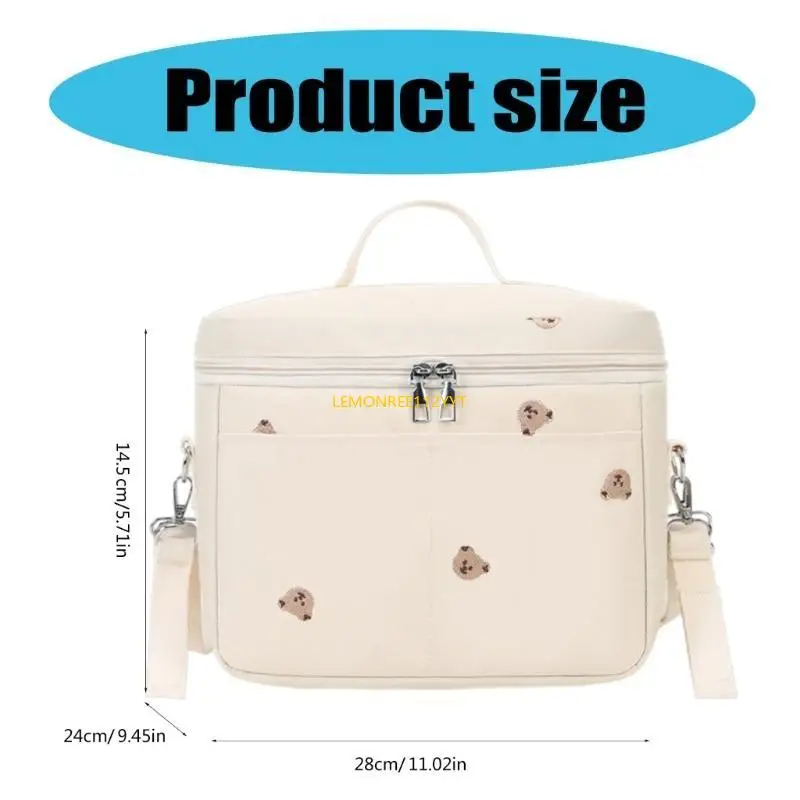 

23GD Multifunction Crossbody Shoulder Bag Mom Bag Embroidery Bear Travel Bag Kids Bottle Toy Bag Maternity Bag