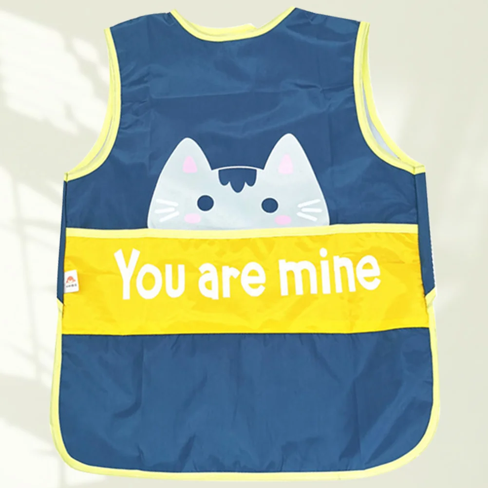 

Детские водонепроницаемые фартуки без рукавов, темно-синие, размер 100, для 1-3 лет, одежда для еды ребенка, защитная многоразовая одежда